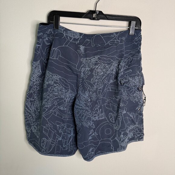 Patagonia Men's Blue Wavefarer Water Repellant Board Shorts - Size 34 - Picture 3 of 6